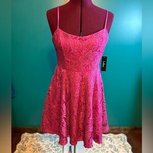 Lulu's Vibrant Adkustable Spaghetti Strap Purple/Pink Lace Dress